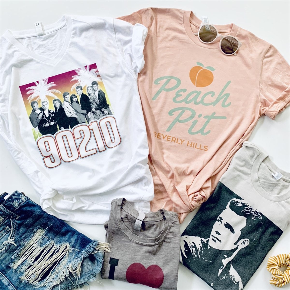 ParTeeOnSHOP 90210 T-Shirt Vintage Beverly Hills Tshirt Vintage Tshirt Brandon Tees Peach Pit Luke T-Shirt Gift for Her Gift 80s Graphic Tee