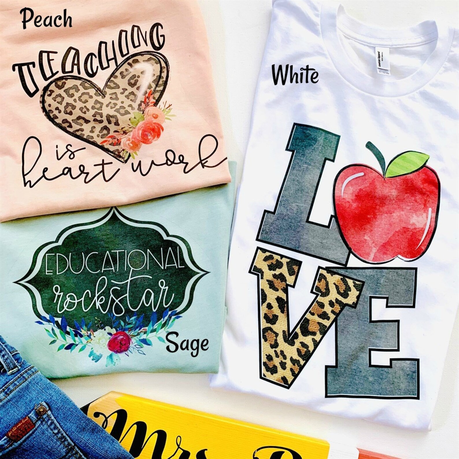 Personalized Teacher Graphic Tees Etsy
