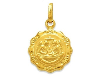 14K Solid Gold Baptism Christening Baby Necklace Pendant Religious Medal