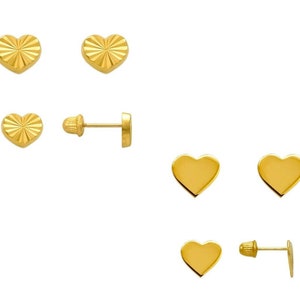 Heart Stud Earrings Real 14K Yellow Solid Gold Small Heart Earrings For Women, Dainty Minimalist Screw Back Earrings Studs, Gift For Her