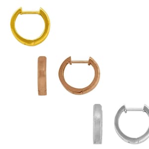 Kleine Huggie Hoop Ohrringe 14K Solid Gelb Weiß Rose Gold 2,5 mm Dünne Gebürstet Creolen für Frauen, Zarte Minimalistische Creolen