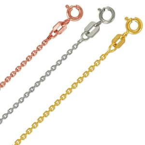 Cable Link Chain 14K Solid Yellow White Rose Gold Italy, Delicate Necklace Chain for Women, 1mm 1.2mm 1.5mm Thin Chain Necklace 16&quot; 18&quot; 20&quot;