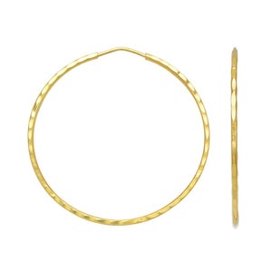 14K Real Gold Square Tube Hoop Earrings Women, Thin Hoop Earrings 1.2mm, Big Hoop Earrings, Gift For Her