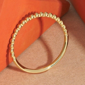 Beaded Band Ring Real 14K Yellow Solid Gold Dainty Ball Ring For Women, 1.5mm Thin Delicate Ring, Minimalist Stacking Ring, Gift For Her