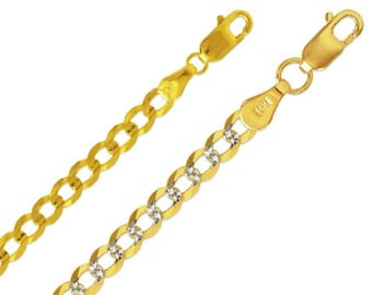 14K Solid Multi-Tone Gold Open Cuban Curb Chain, Thick Gold Chain 3-10.5mm, Gold Chain Necklace Men Women, Cuban Link Chain