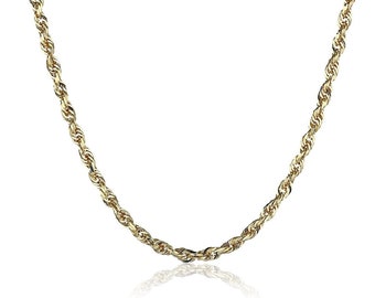 10K Gold Italy Hollow Twist Rope Chain  Necklace 2.5 mm Size 16"-24"