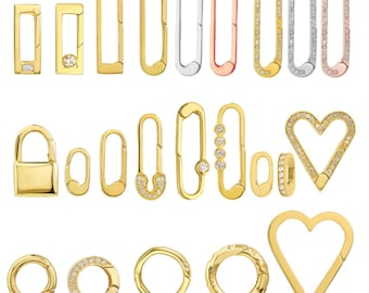 Diamond enhancer charm holder Push lock pendant Connector lock Hinged clasp 14K solid gold