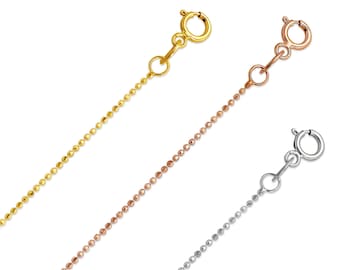 Ball Bead Chain 14K Solid Yellow White Rose Gold Bead Necklace, Women  14K Gold Chain, 1mm Delicate Thin Gold Chain Necklace