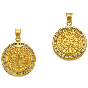 14k St Benedict pendant unisex St Benedict charm 14k solid yellow gold 14k St Benedict pendant unisex St Benedict charm 14k solid yellow gold