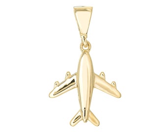 Airplane Pendant  14K Solid Gold, Dainty Mini Plane Charm, Aviation Jewelry, Pilot Gift