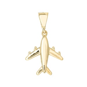 Airplane Pendant  14K Solid Gold, Dainty Mini Plane Charm, Aviation Jewelry, Pilot Gift