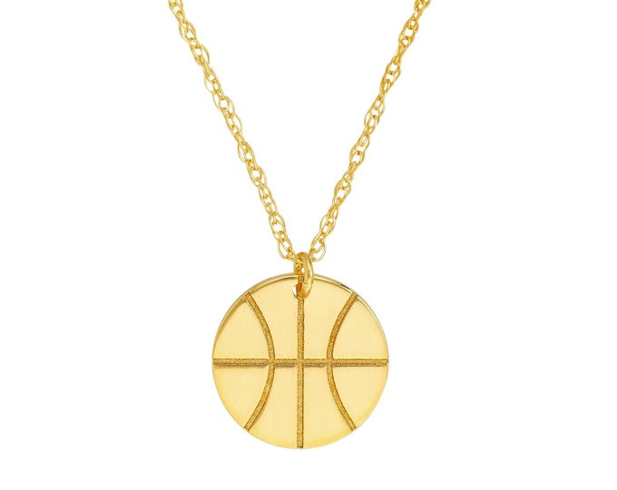Basketball Pendant Necklace 14K Solid Gold Mini Ball Charm Sports Necklace