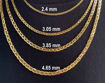 Collane A Maglie Di Ancoraggio Mariner Collana A Maglie Piatte In Oro Placcato Girocollo In Ottone - Foto 8