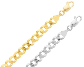 Cuban Link Bracelet 14K Solid Yellow White Gold Cuban Curb Chain Bracelet, 14K Gold Bracelet Men Women, 3.7-6.7mm Thick Gold Bracelet