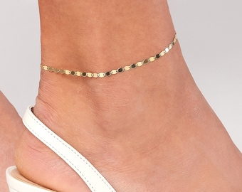 Cavigliera Mini Stella Regolabile In Oro Giallo 14K - Ciondolo Stella, Chiusura A Aragosta