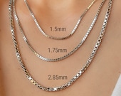 [韓国人気ジュエリー] BIJOU Box Chain Necklace Square Box Chain Necklace 14K White Real Gold 1mm 1.25mm 1.5