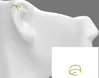 Boucle d'oreille entrecroisée pour femme en or jaune massif 14 carats, tour d'oreille, boucle d'oreille à clip pour cartilage, tour d'oreille minimaliste non percé