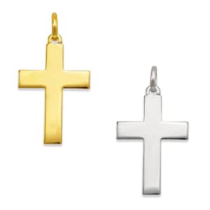 14K Solid Yellow White Gold Italy Men Women Crucifix Cross Necklace Pendant, Religious Necklace Charm