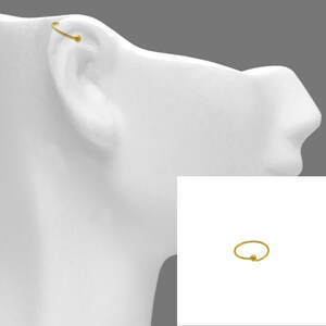 14K Solid Yellow Gold Ring Ear Cuff, Ear Wrap Piercing, Hoop Cartilage Earring, Minimalist Jewelry