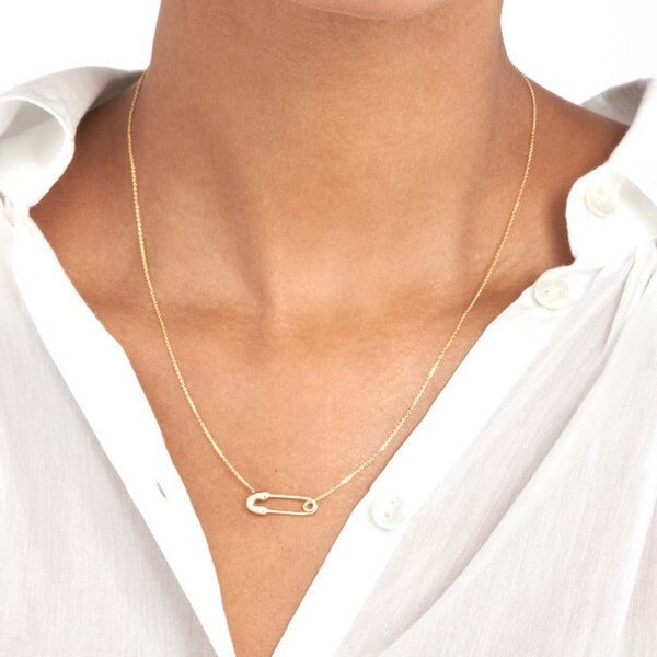 Safety Pin Necklace Etsy