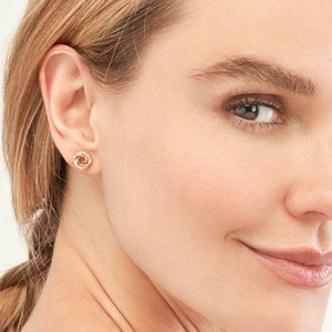 14K Solid Gold Knot Stud Earrings, 10K Yellow Real Gold Love Knot Earrings Women, Dainty Minimalist 10K 14K Gold Post Earrings