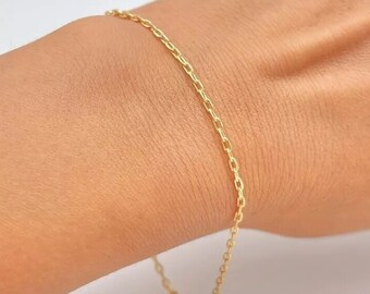 14k Gelbes Massivgold Armband/Reines Gold Und Hämatit