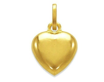 Kleines Herz Anhänger 14K Echtgold Puffed Herz Charm für Frauen, Liebe Schmuck, Geschenk für sie