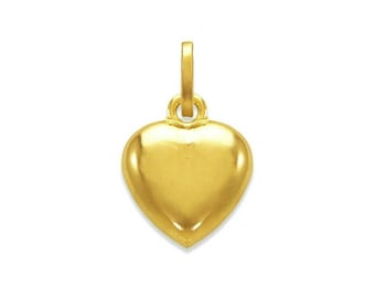 Gold Heart Pendant, 14K Solid Gold Puffed Heart Charm, Small Heart Necklace Pendant, Love Jewelry, Dainty  Gift For Her