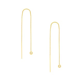 Pendientes colgantes de oro macizo de 14 quilates con diamantes engastados en bisel de 1/20 ct, pendientes largos colgantes de oro amarillo y blanco con delicada cadena.