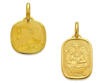 Colorful Enamel Baptism Christening Religious Pendant Charm 20mm Wide 14k Yellow God