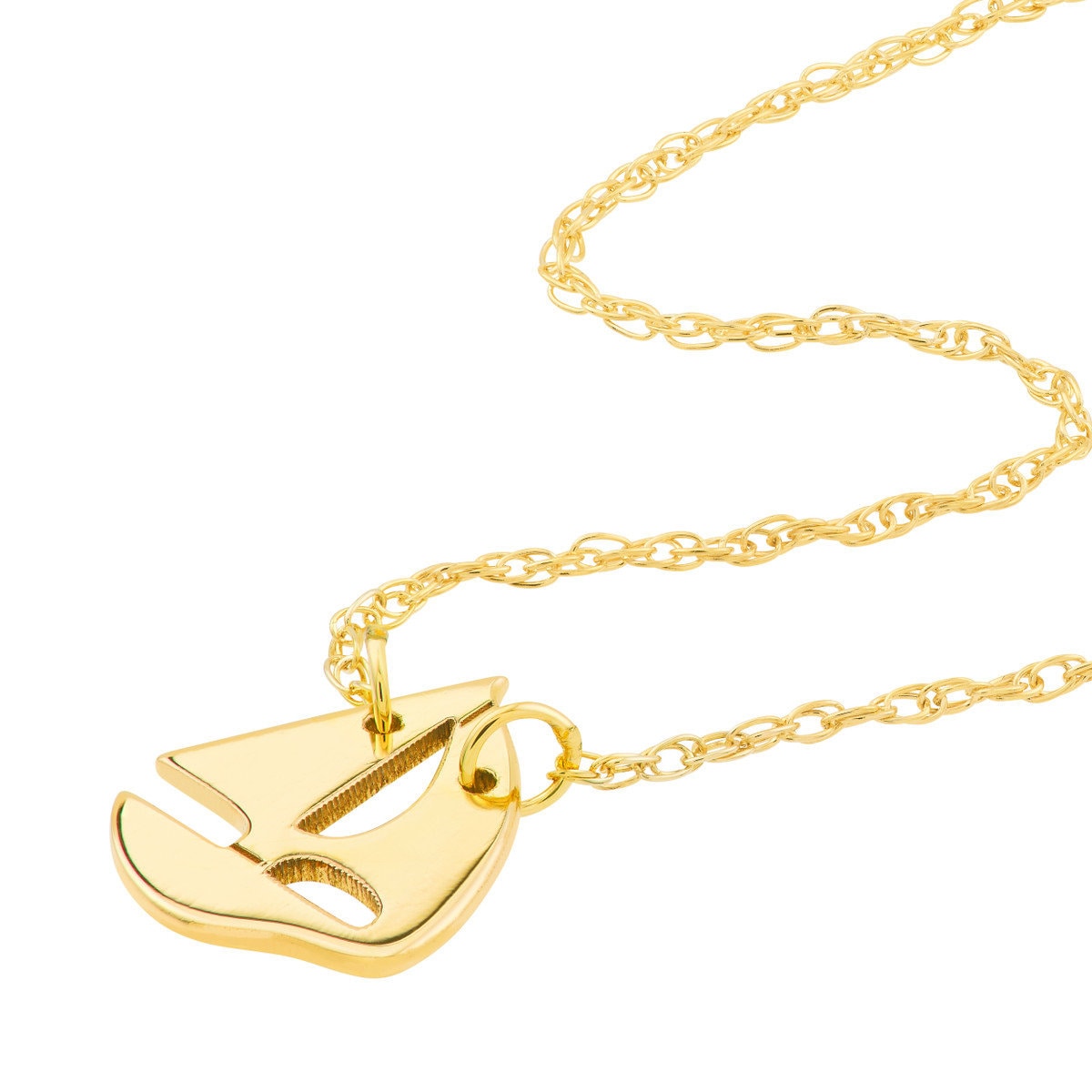 Collana Con Ciondolo Barca A Vela In Oro Giallo 14K, Lunghezza Regolabile 40,6-45,7 Cm