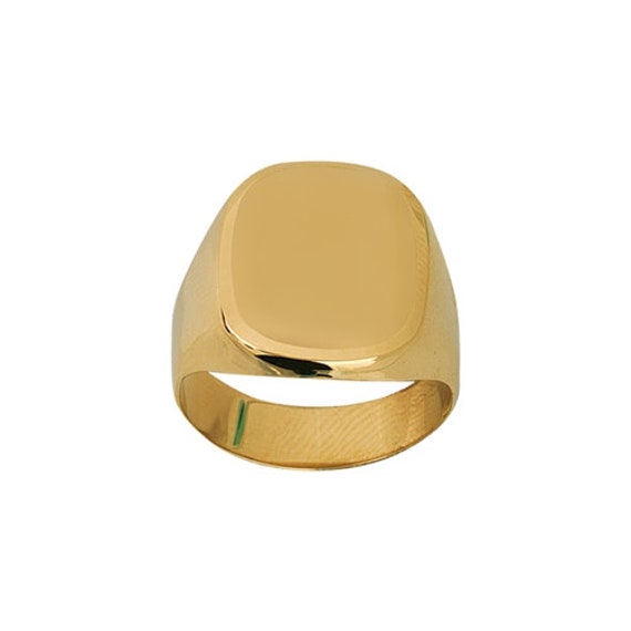 Signet Ring 14K Solid Gold Large Chunky Ring Engravable - Etsy