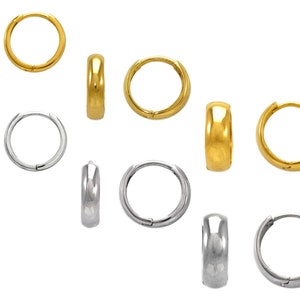 Huggie Hoop Earrings 14K Solid Yellow White Gold, Hinged Huggie Earrings, Women Earrings Hoops, Minimalist Jewelry, Gift For Her