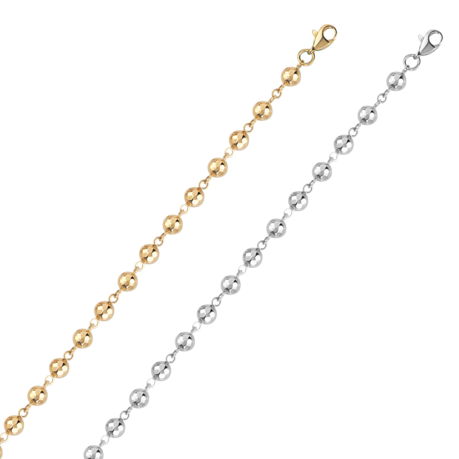 Bead ball chain bracelet 14K solid gold Delicate 5mm diamond Etsy