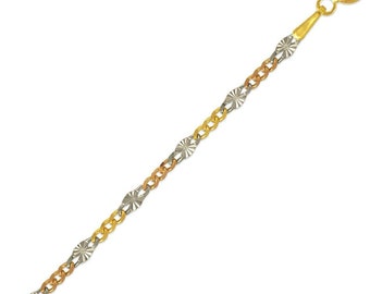 Collana con catena Figaro in oro 14k, 5 mm - Confezione regalo - Italia