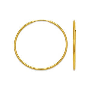 Real 14K Yellow Gold Classic 1.2mm Thin Tube Hoop Earrings for Women, Minimalist Jewelry, Gift For Her