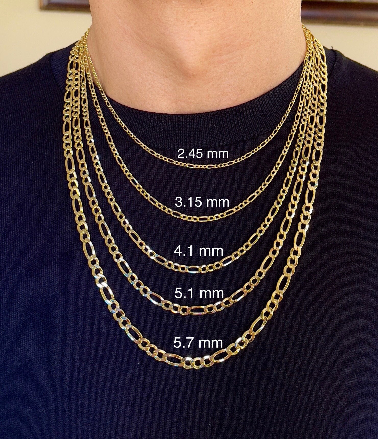 アクセサリー beliver jewery 14k figaro necklace 45cn Amazon.com: Real 14kt Yellow Gold 7mm Flat Figaro Chain; 24