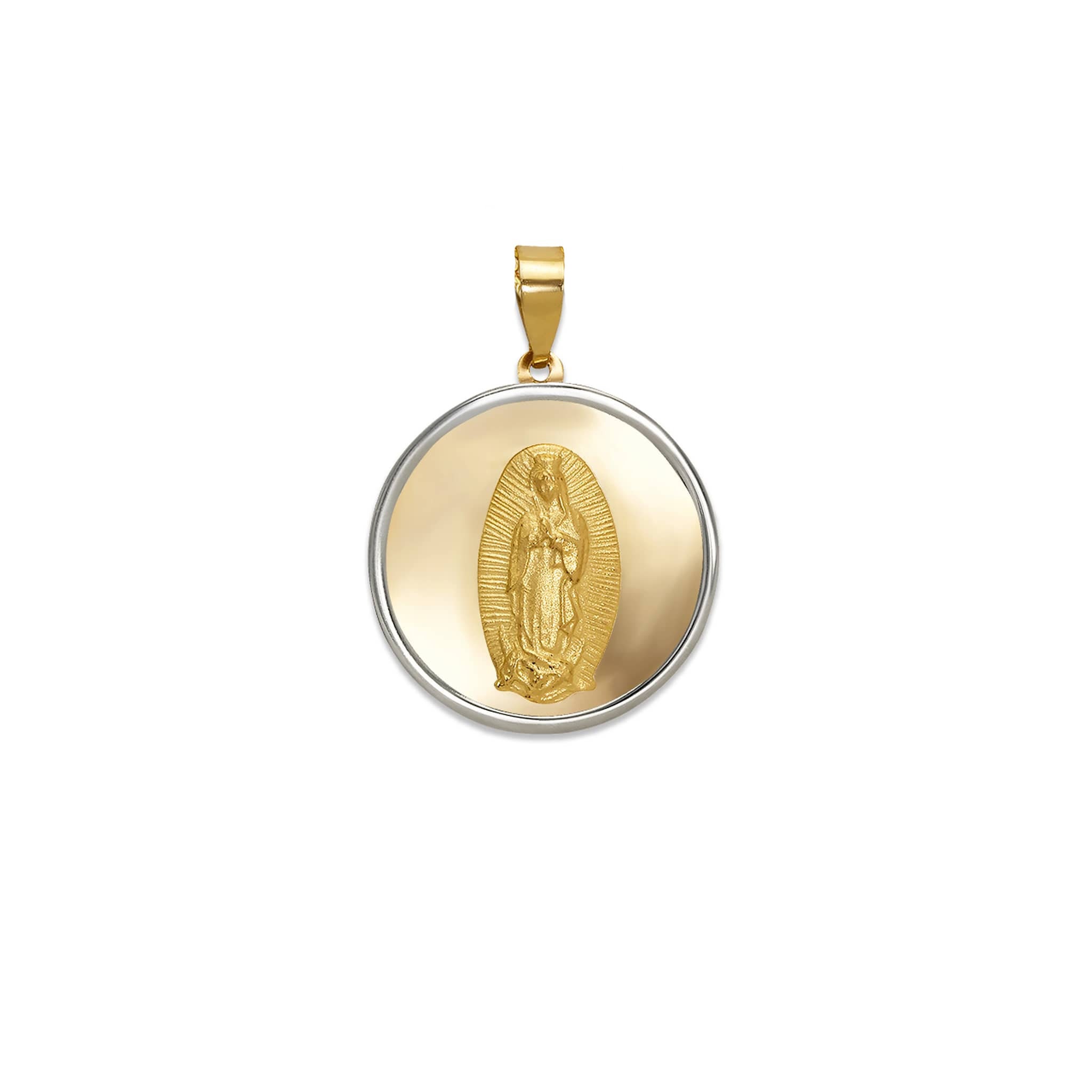 14K Solid Two Tone Gold Miraculous Medal, Virgin Mary Our Lady of ...