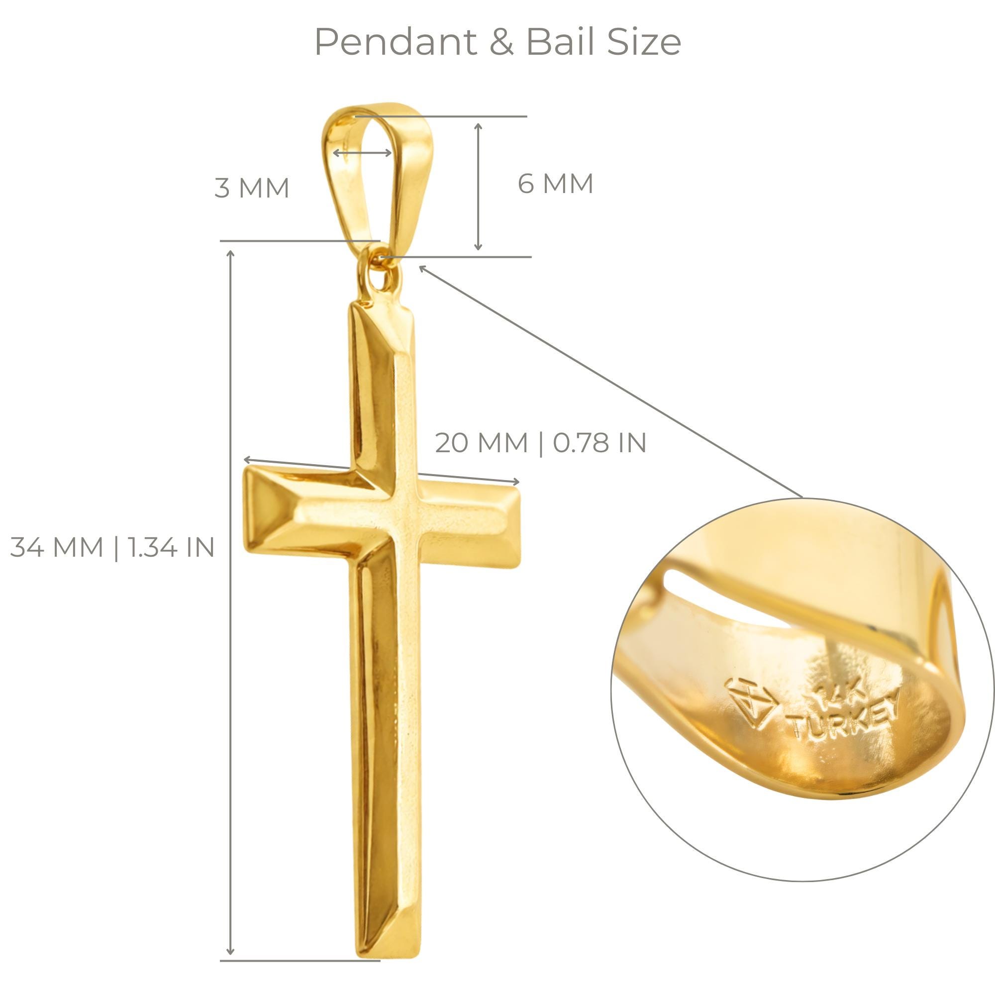 シンプルなクロスペンダント 14K イエローホワイト リアルゴールド