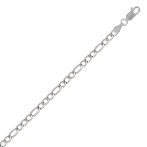14K White Gold Hollow Figaro Chain 2.5-3.5mm, Figaro Chain Necklace Men ...