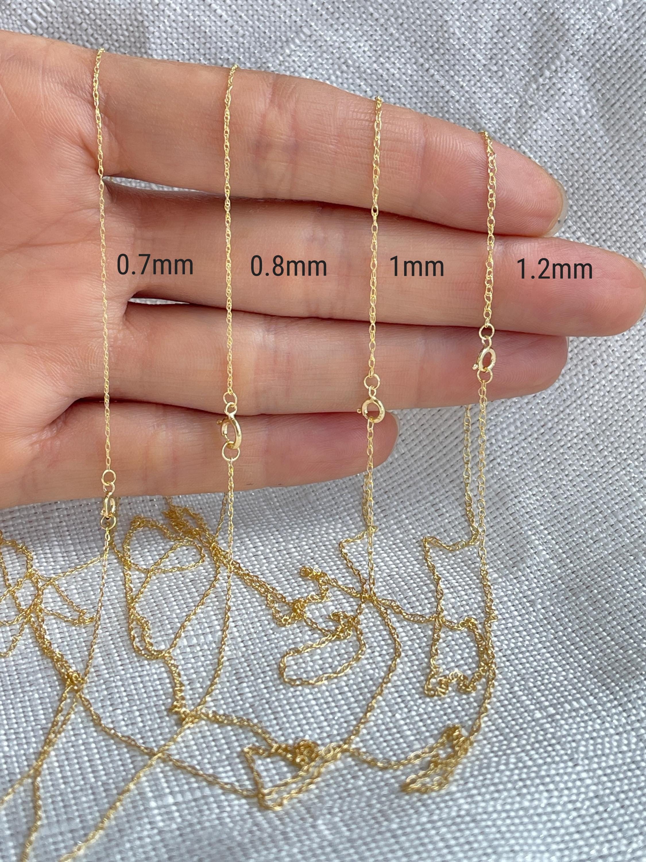Real 14K Solid Gold Rope Chain Necklace for Women, Thin Twisted