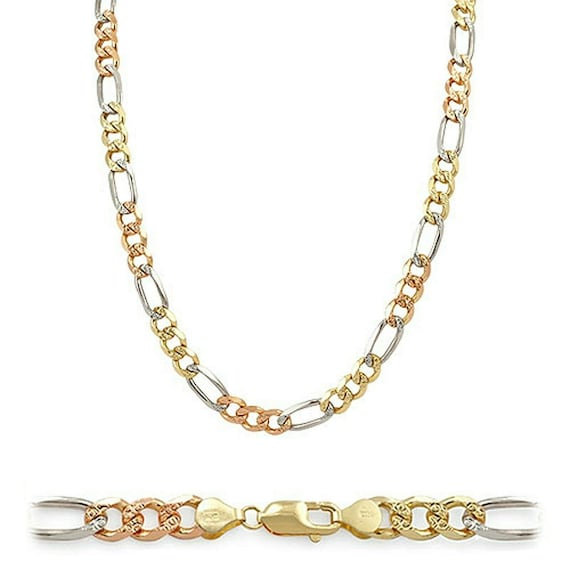 14K Solid Real Yellow Gold Figaro 3+1 Chain Necklace 2.2mm 18/" Women /& Children