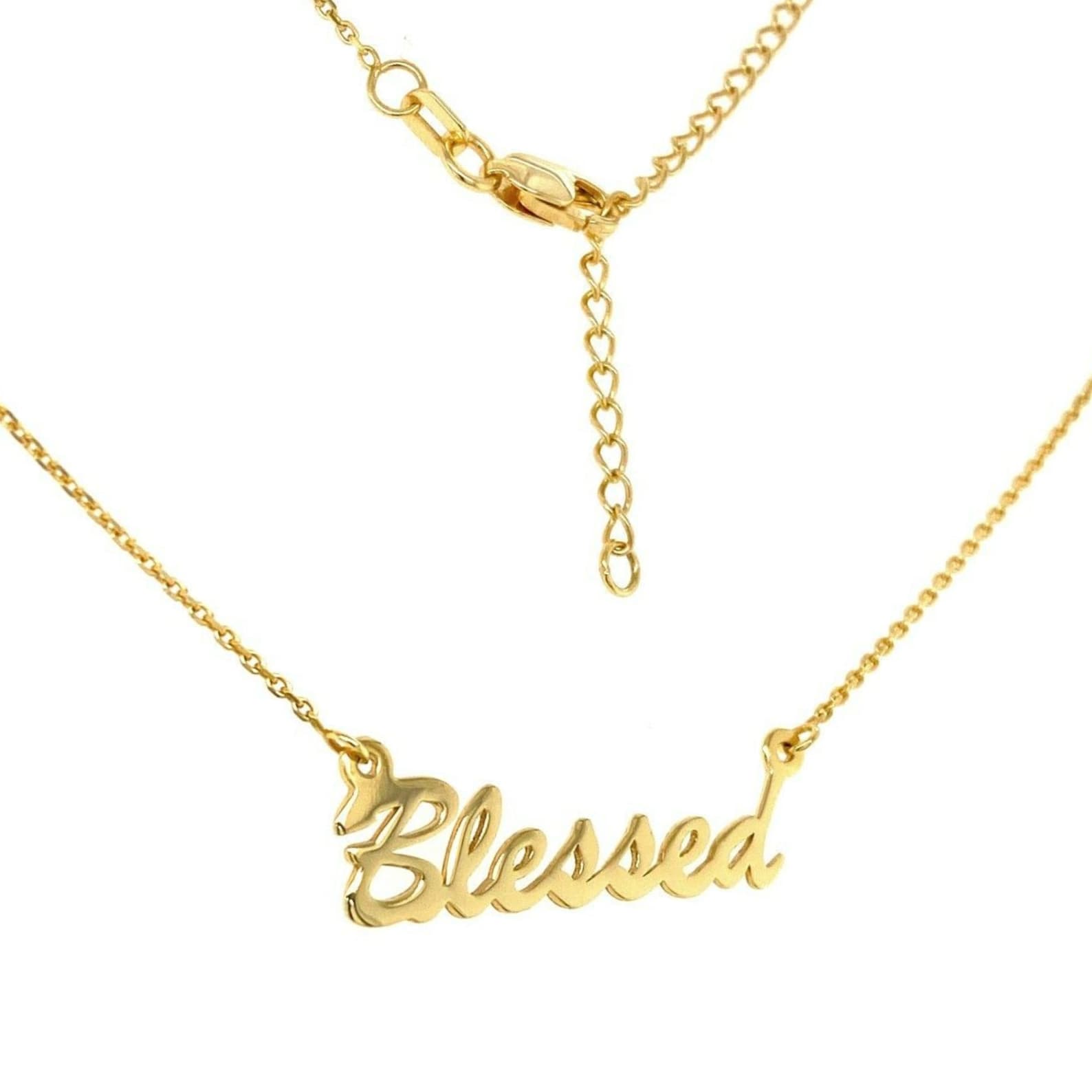 Blessed necklace 14k solid gold Blessed mama necklace Etsy