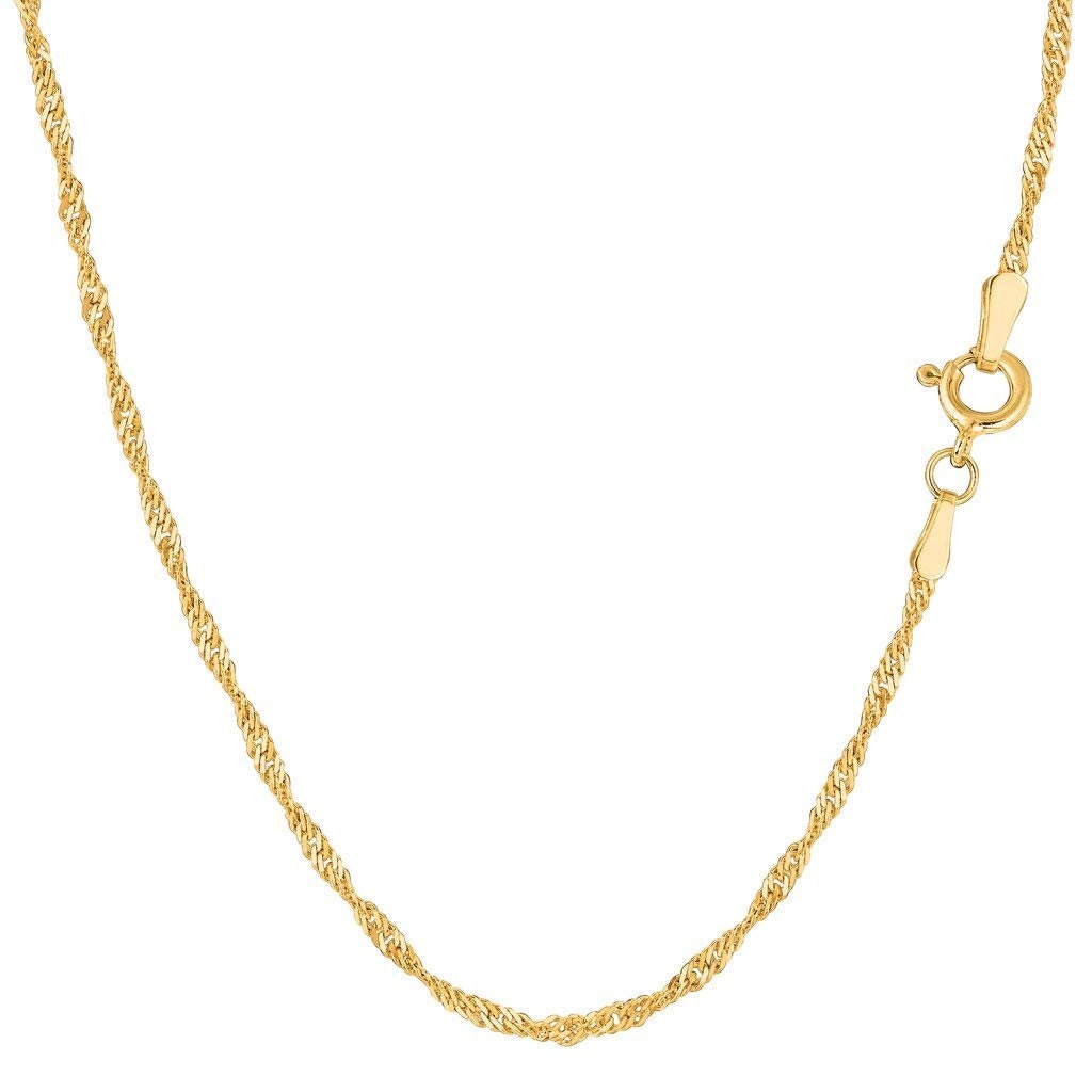Solid 14K Yellow White Gold 0.9-2.5mm Singapore Chain Necklace for ...