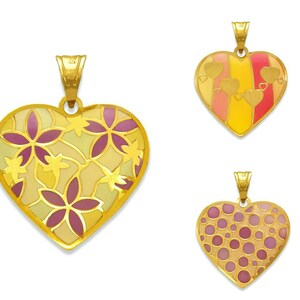 Heart Necklace Pendant, 14K Solid Gold Enamel Heart Pendant, Dainty Heart Charm, Love Jewelry, Gift For Her