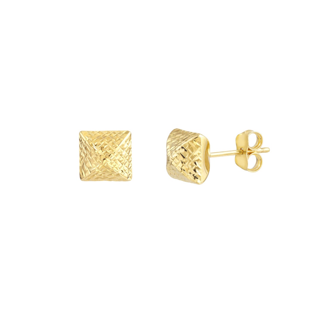 9ct Yellow Gold 10mm x 8.5mm Elongated Pyramid Stud Earrings