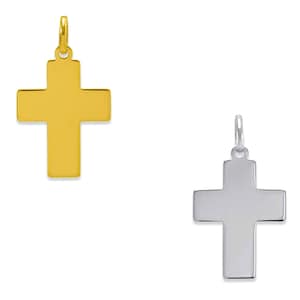 14K Solid Gold Cross Pendant for Men Women, Religious 14K Yellow White Real Gold Italy Pendant Charm
