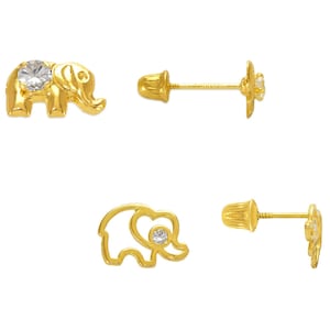 Elefant Ohrstecker Ohrringe, 14K Solid Gold Ohrstecker, Frauen Mädchen CZ Good Luck Elefant Ohrringe, Schraube zurück Ohrringe, Geschenk für sie