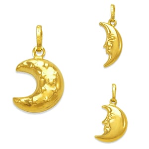 14K Solid Gold Half Moon Necklace Pendant, Crescent Moon Pendant Charm for Men Women, Celestial Jewelry, Spiritual Amulet