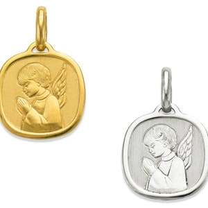 Guardian Angel Pendant 14K Solid  Yellow White Gold Men Women Kids Religious Protection Necklace Medallion